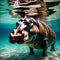 Hippo underwater - ai generated image