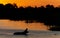 Hippo yawning silhouette in a dam at sunset in Kruger National Park South Africa