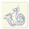 Hippocampus or kelpie supernatural water beast. Notepad sketch.