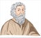 Hippocrates 460-370 BC portrait in line art illustration.hip