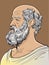 Hippocrates cartoon style portrait, vector