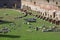 Hippodrome of Domitian on the Palatine Hill, view of the ruins of several important ancient  buildings, Hippodrome of Domitian,