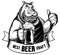 Hippopotamus Beer Glass Craft Behemoth Thumb Emblem Engraved Ink Black