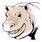 Hippopotamus. Black and white line art. Logo design for use in graphics.