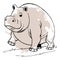 Hippopotamus. Black and white line art. Logo design for use in graphics.