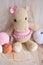 Hippopotamus crochet Vintage background Toy for kids Hippo knitting Handmade Hippie soft toy Cute woolen Hippie baby for children