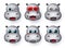 Hippopotamus emojis and emoticon vector set. Hippo emoticons animal avatar face.