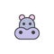 Hippopotamus head filled outline icon