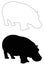 Hippopotamus or hippo silhouette - large wildlife mammal