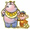 Hippopotamus & monkey
