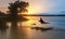 Hippopotamus in the Nile river at sunrise at the Murchison Fall