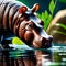 hippos in water, AI-Generatet