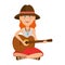 Hippy woman playing guitar character