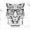 Hipster animal guepard. Hand drawing Muzzle of guepard