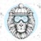 Hipster animal lion in winter hat and snowboard goggles. Hand drawing Muzzle of lion