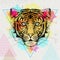 Hipster animal tiger on artistic polygon watercolor background