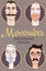 Hipster barbershop cartoon people with beards moustaches and various stylish haircuts. Movember.