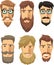 Hipster beard cartoon illustrations