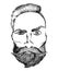 Hipster bearded man with crazy look. Graphic element for babershops design etc