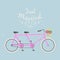 Hipster bicycle wedding just marriage flat vector illustration.