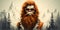 Hipster Bigfoot portrait dressed in clothing. Conceptual liberal Sasquatch disguised in human clothes