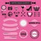 Hipster black and pink feminine design elements set