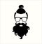 Hipster Black and White. Top Knot Hairstyle. Mustaches. Beard.