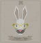 Hipster bunny background in retro style.