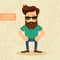 Hipster cartoon character. Vintage fashion style vector illustration