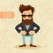 Hipster cartoon character. Vintage fashion style vector illustration