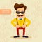 Hipster cartoon character. Vintage fashion style vector illustration