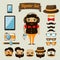 Hipster character elements for nerd boy