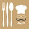 Hipster chef hat with mustache and glasses.