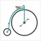 Hipster circus bicycle flat vector illustration.