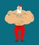 Hipster Claus with tattoos. Strong Santa with beard and mustache