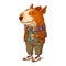 A hipster dog, vector illustration. Stylish humanized bull terrier