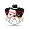 Hipster face bulldog with bone and glasses hat