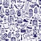 Hipster fashion clothing doodle seamless pattern