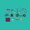 Hipster Flat Vector Icon Set