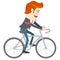 Hipster funny office man riding a bike. Flat style