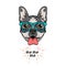 Hipster Geek French Bulldog. Dog geek. Vector illustration.