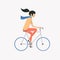 Hipster girl with bike, flat design