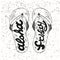 Hipster Hand Drawn Flip Flops with Inscription