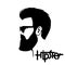 Hipster head face vector illustration black