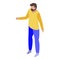 Hipster hitchhiking icon, isometric style