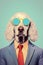 Hipster Hound: Anthropomorphic Dog Portrait in Poster Art, Generative AI