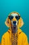 Hipster Hound: Anthropomorphic Dog Portrait in Poster Art, Generative AI