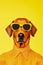 Hipster Hound: Anthropomorphic Dog Portrait in Poster Art, Generative AI