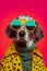 Hipster Hound: Anthropomorphic Dog Portrait in Poster Art, Generative AI