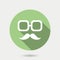 Hipster icon with long shadow, hipster moustaches